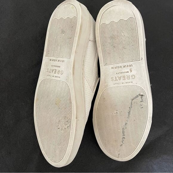GREATS White Leather Perforated Slip On Sneakers size 8 - Picture 7 of 8